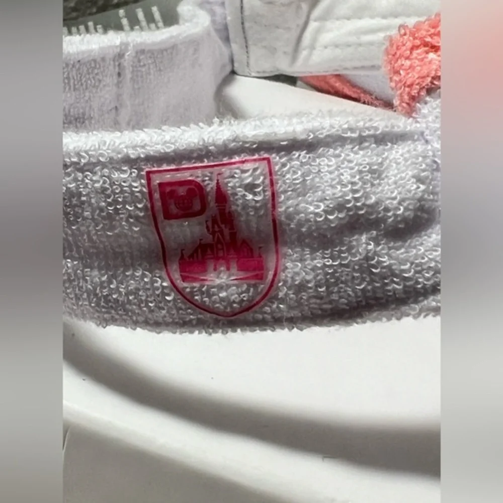 Disney Walt Disney World Terry‎ Cloth Visor adjustable White Pink hat one size - Picture 5 of 8